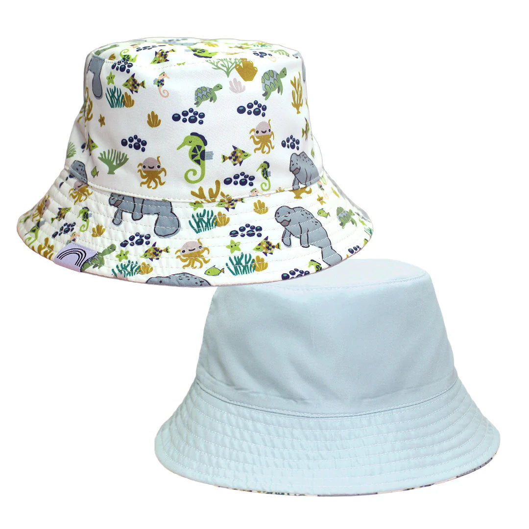 Emerson &amp; Friends Manatee and Blue Surf Reversible Bucket Hat