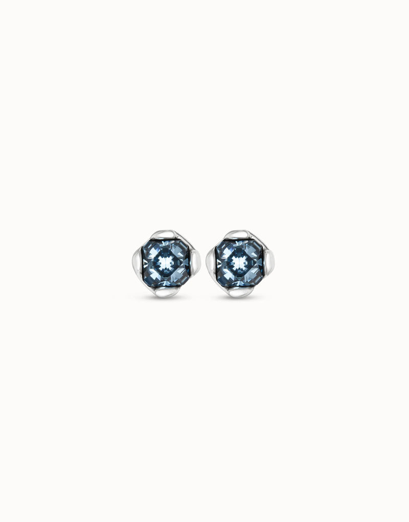 UNOde50 Stud earrings with blue crystal - Sterling Silver