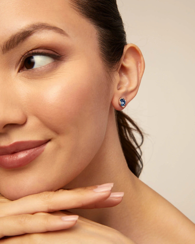UNOde50 Stud earrings with blue crystal - Sterling Silver