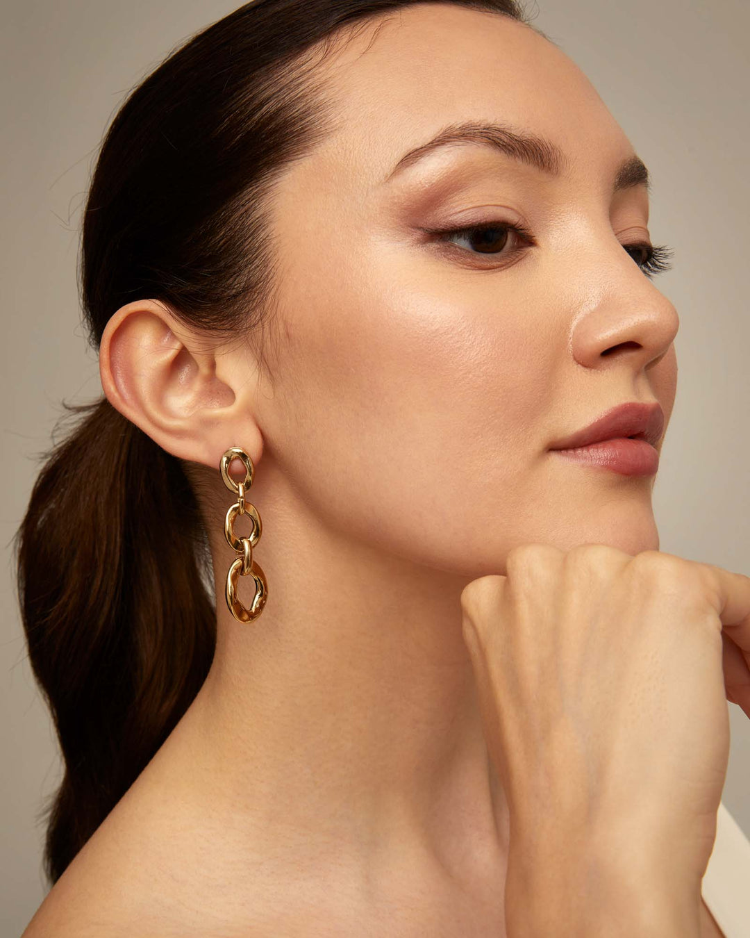 UNOde50 Drop earrings with 3 links Gold