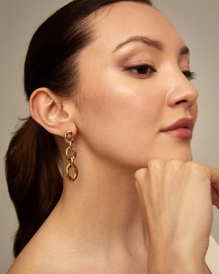 UNOde50 Drop earrings with 3 links Gold