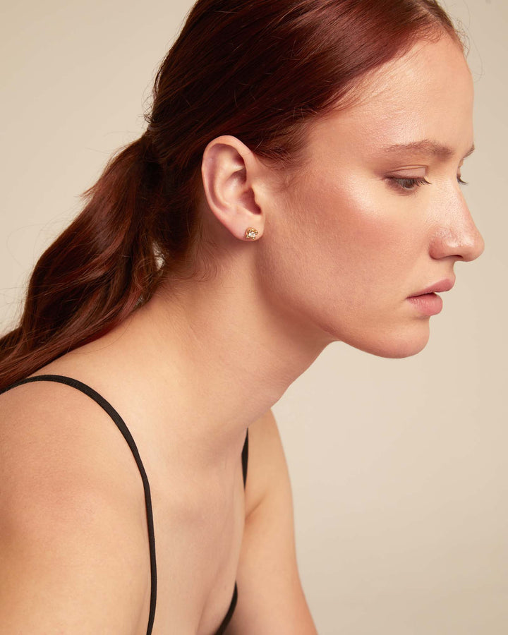 UNOde50 Stud earrings with white cubic zirconia - Gold