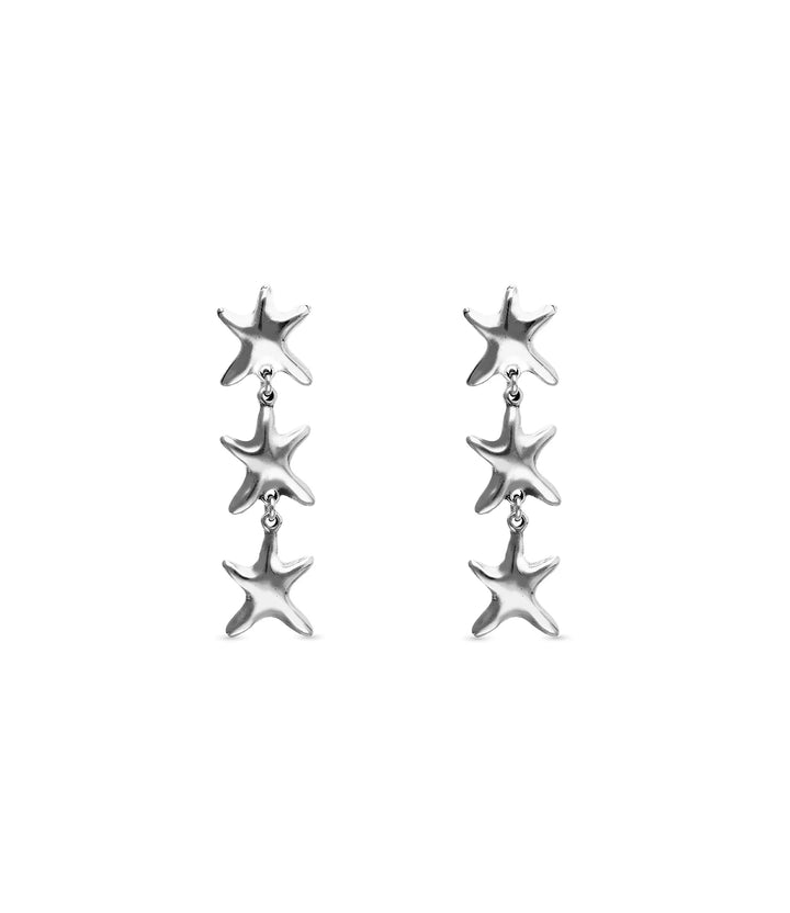 UNOde50 Earrings Orion Long earrings with 3 starfishes Silver