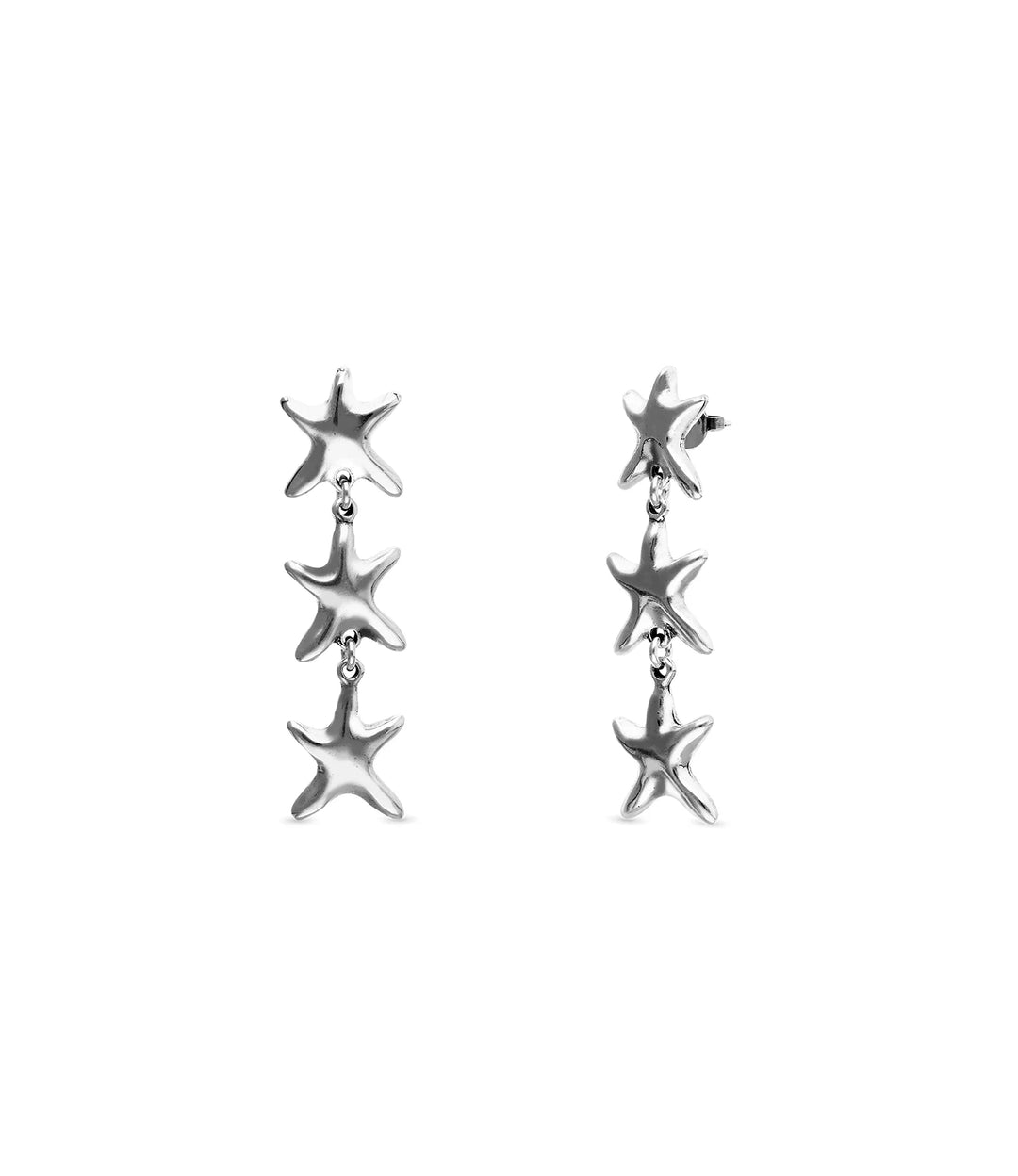 UNOde50 Earrings Orion Long earrings with 3 starfishes Silver