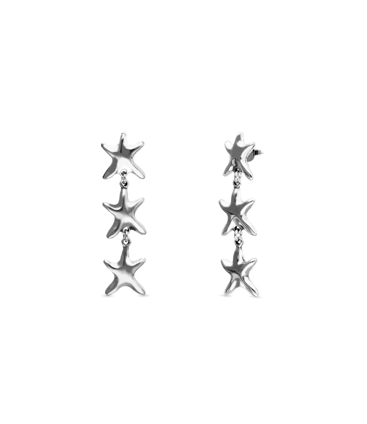 UNOde50 Earrings Orion Long earrings with 3 starfishes Silver