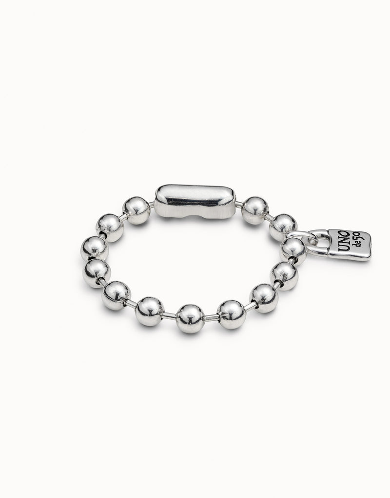 UNOde50 Beaded bracelet with a padlock charm - Sterling Silver
