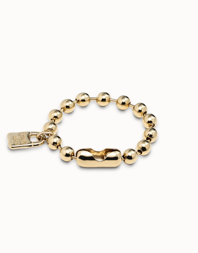 UNOde50 Beaded bracelet with a padlock charm - Gold