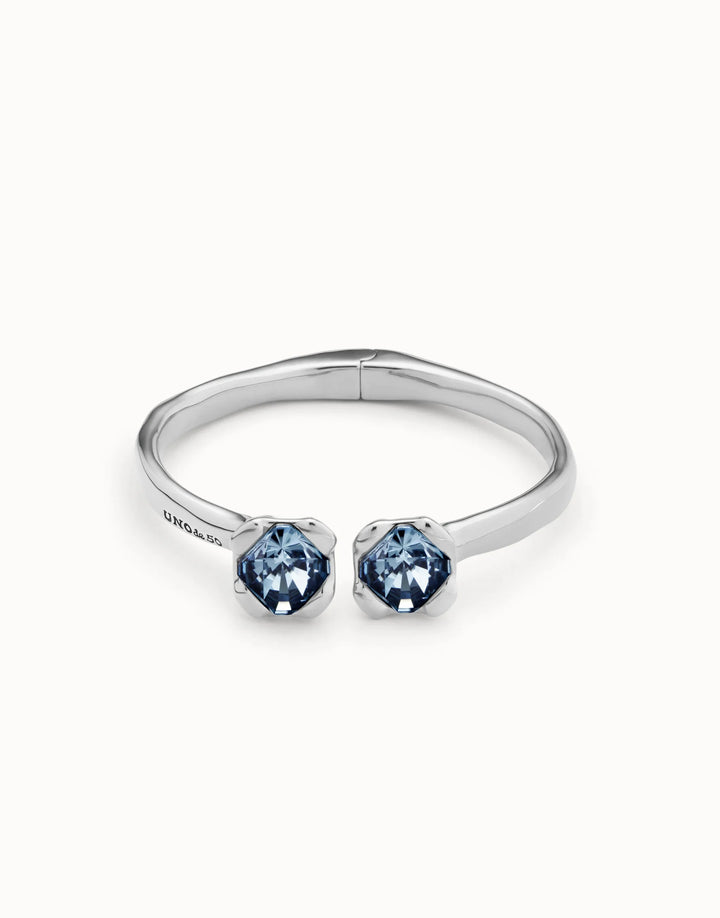 UNODE50 Bangle bracelet with two blue crystals Silver