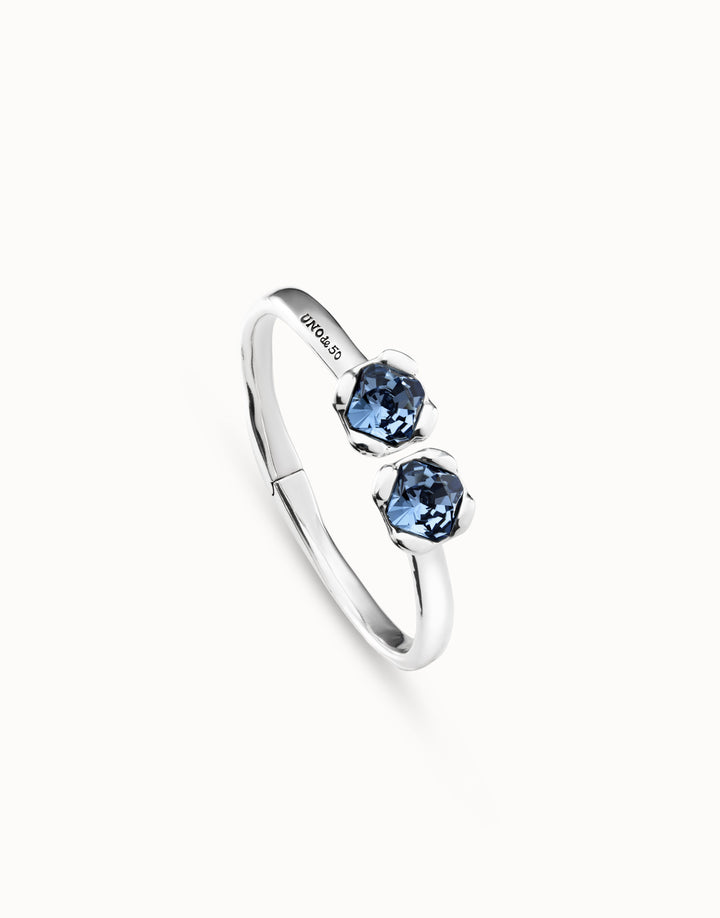 UNODE50 Bangle bracelet with two blue crystals Silver