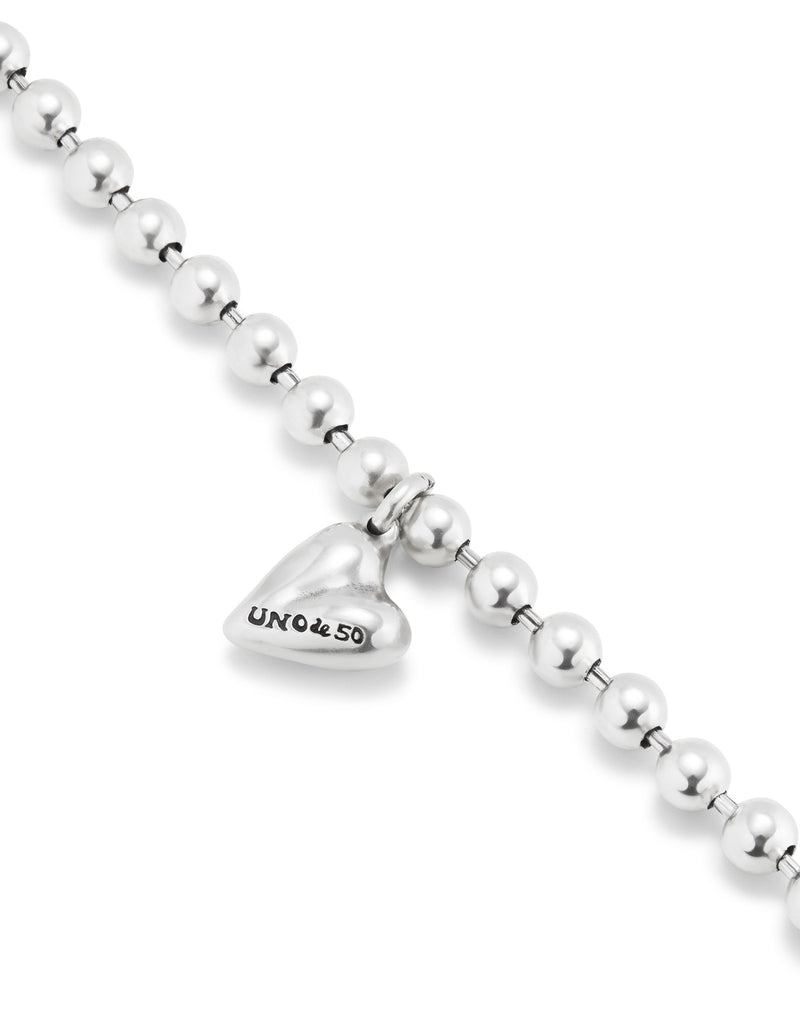 UNOde50 Beaded bracelet with a heart charm - Sterling Silver