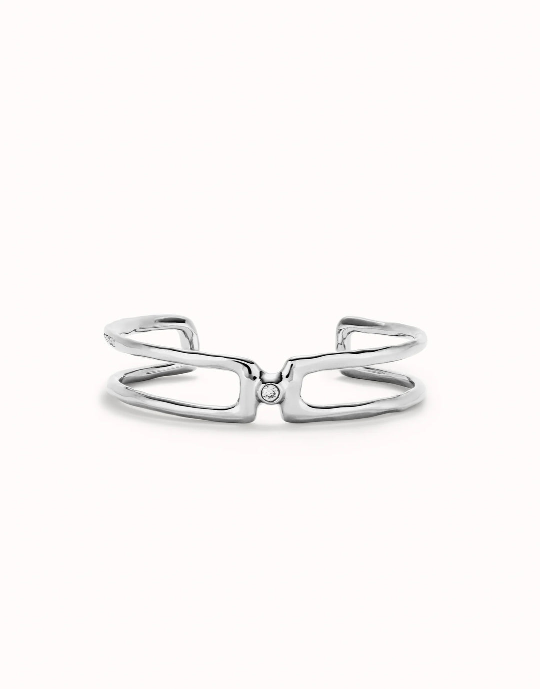 UNOde50 Double strand bangle bracelet with white topaz - Silver