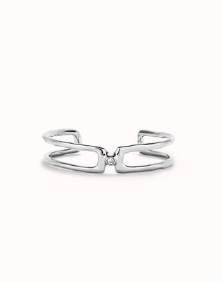 UNOde50 Double strand bangle bracelet with white topaz - Silver