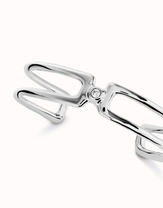 UNOde50 Double strand bangle bracelet with white topaz - Silver