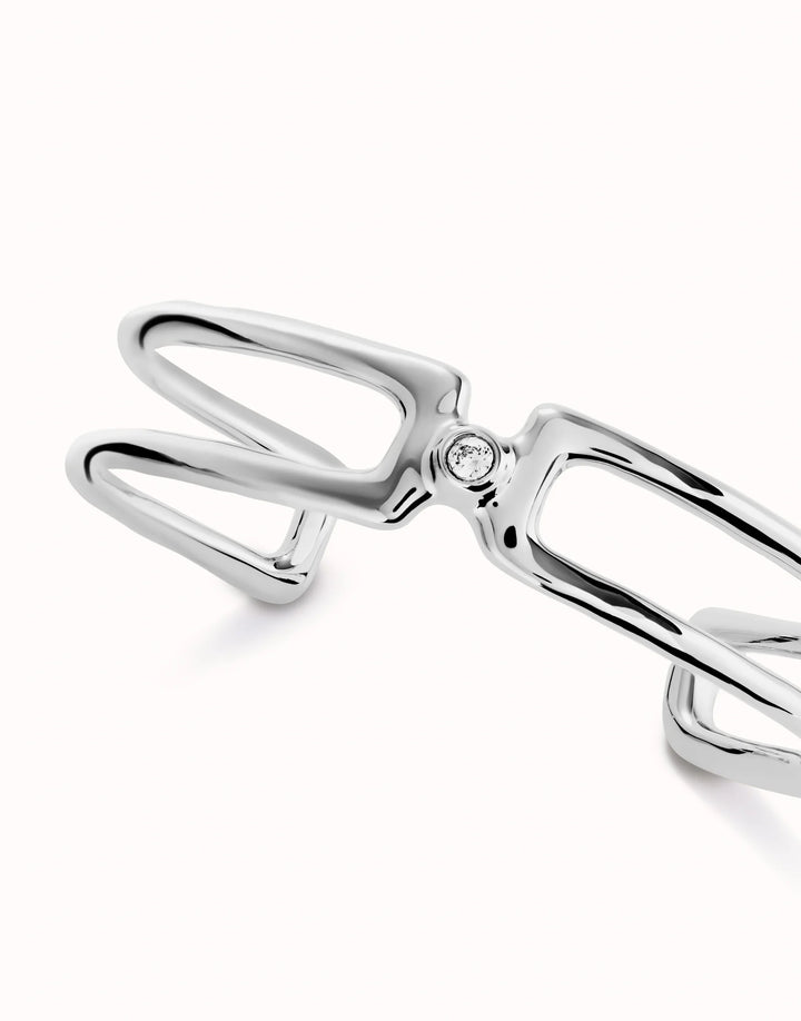 UNOde50 Double strand bangle bracelet with white topaz - Silver