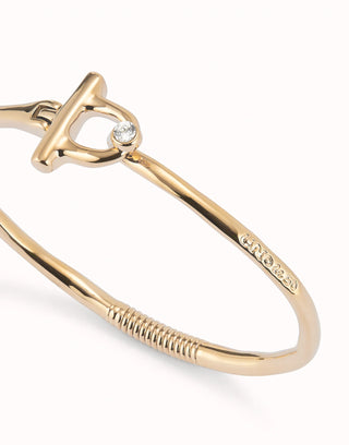 UNOde50 Bangle bracelet with white topaz - Gold