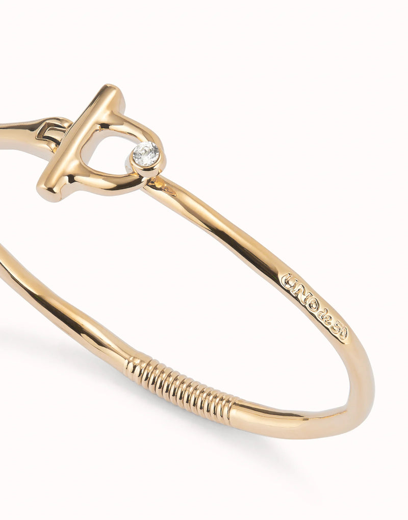 UNOde50 Bangle bracelet with white topaz - Gold