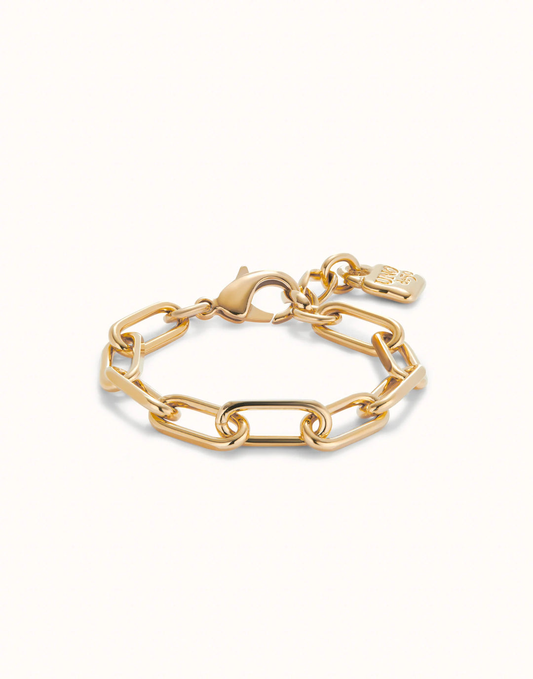 UNOde50 Paper Clip Link Bracelet with Padlock - Gold