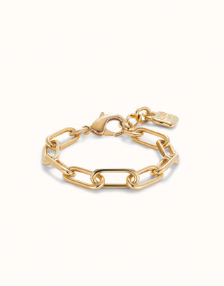 UNOde50 Paper Clip Link Bracelet with Padlock - Gold