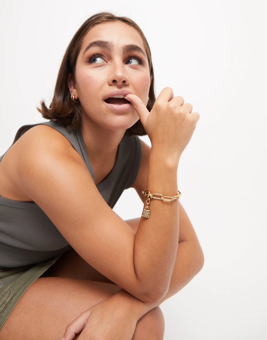 UNOde50 Paper Clip Link Bracelet with Padlock - Gold