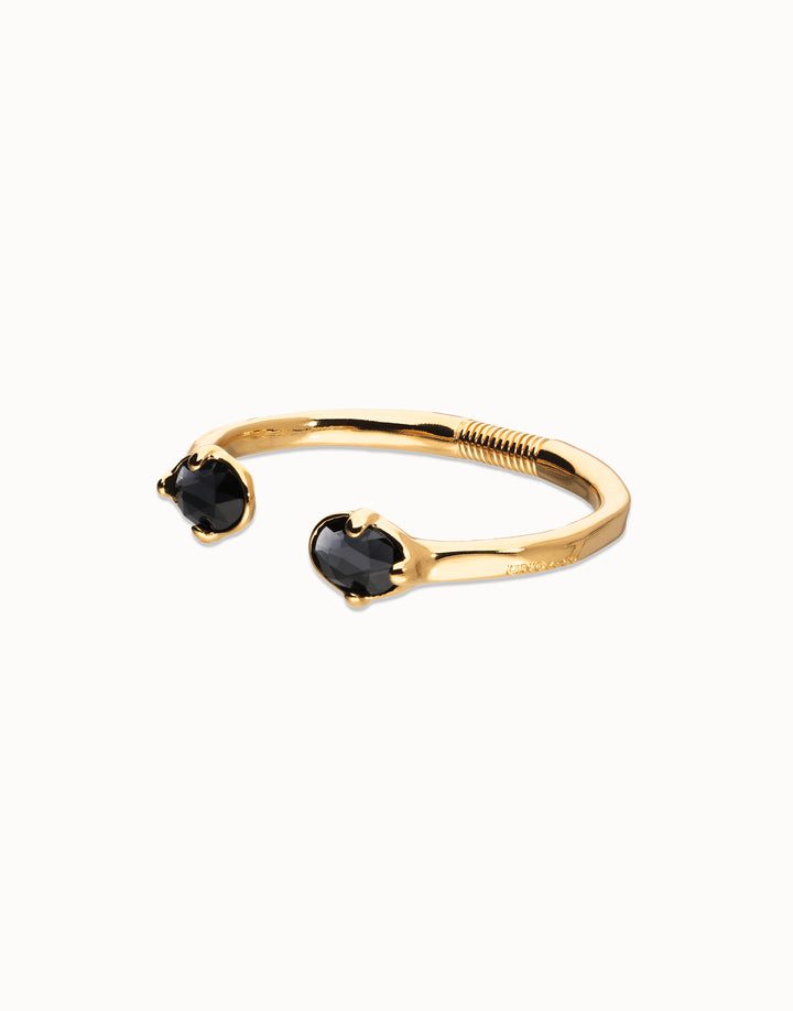 UNODE50 Bangle bracelet with two faceted black oval crystals - Gold