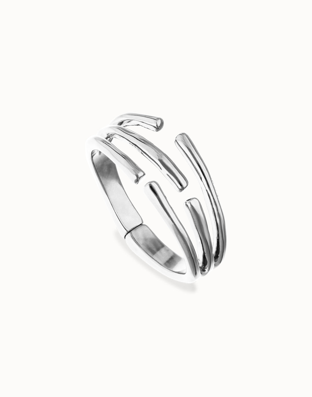 UNOde50 Bangle bracelet with multiple intertwined organic shapes - Silver