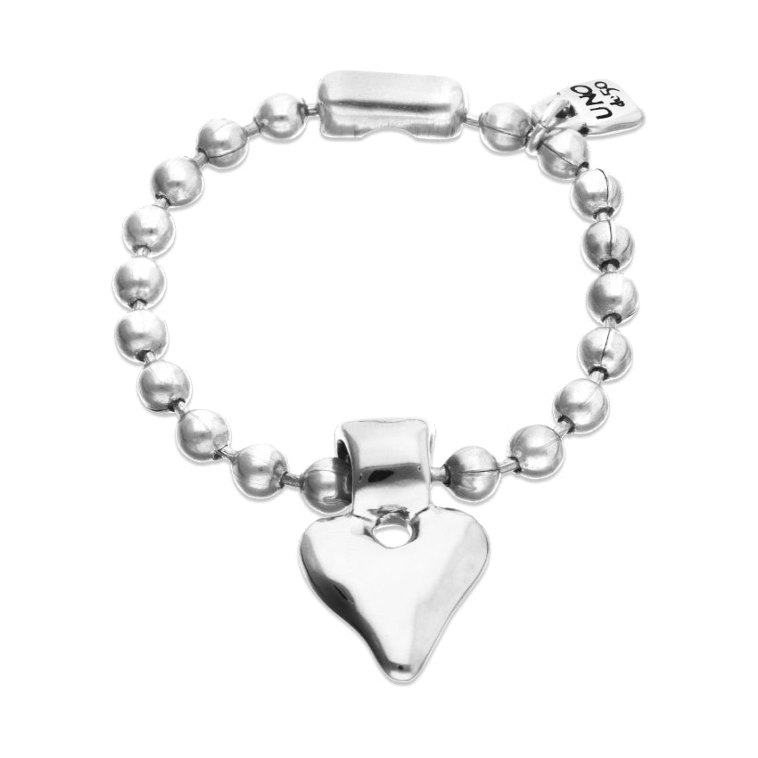 UNOde50 Sterling silver plated ball bracelet with heart detail