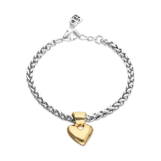 UNOde50  Bracelet plated in sterling silver with heart detail in gold 18k