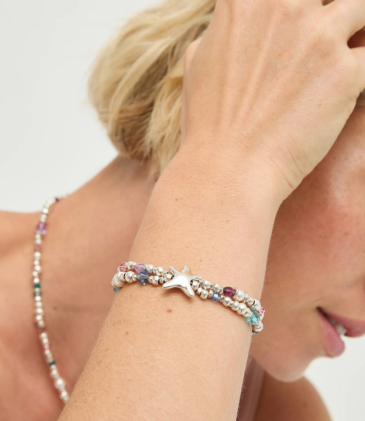 UNODE50 Bracelet Prisma Elastic bracelet with crystals and starfish Silver