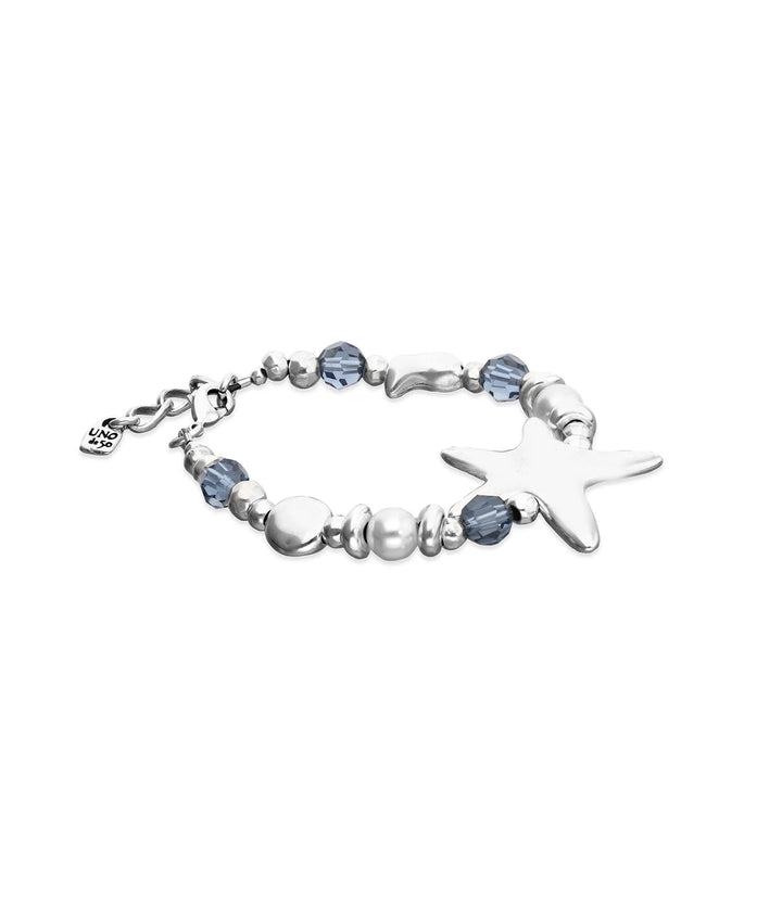 UNODE50 Bracelet Starblue Elastic bracelet with blue crystals and starfish Silver