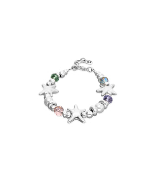 UNODE50 Bracelet Espectro Elastic bracelet with multicolored crystals and starfish Silver