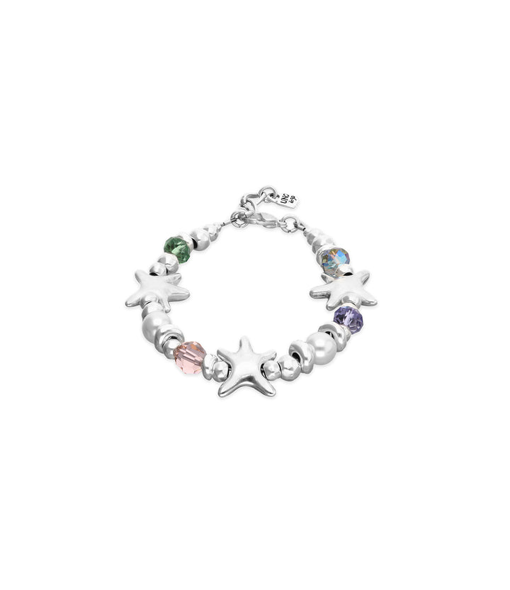 UNODE50 Bracelet Espectro Elastic bracelet with multicolored crystals and starfish Silver