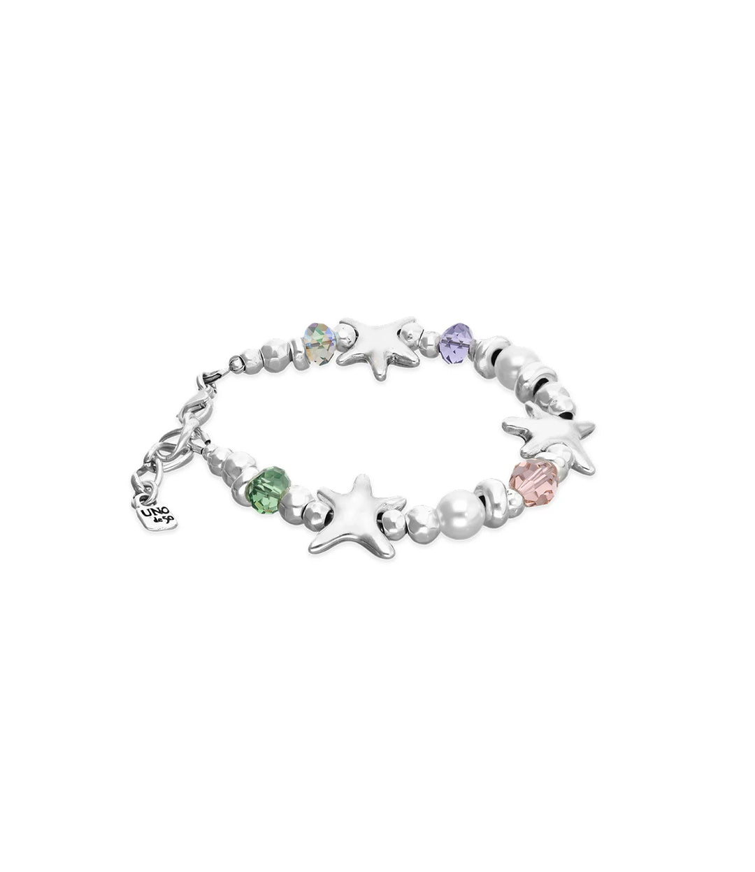 UNODE50 Bracelet Espectro Elastic bracelet with multicolored crystals and starfish Silver