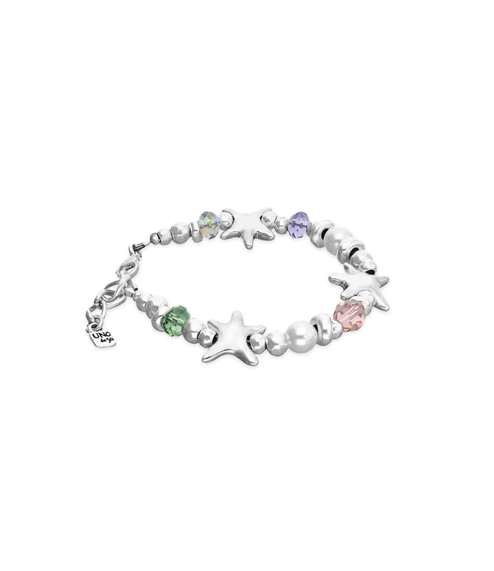 UNODE50 Bracelet Espectro Elastic bracelet with multicolored crystals and starfish Silver