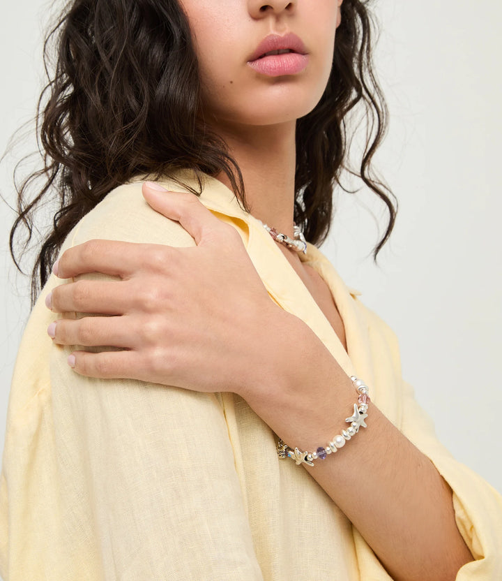 UNODE50 Bracelet Espectro Elastic bracelet with multicolored crystals and starfish Silver