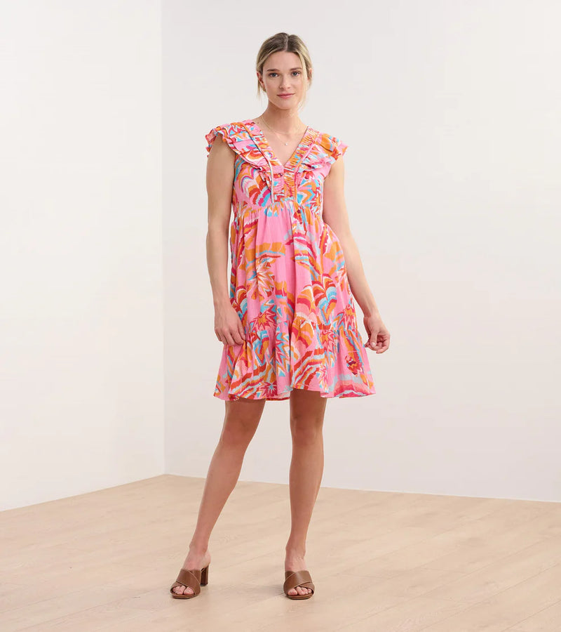 Hatley Zoe Ruffle Sleeve Dress - Blooming Palms