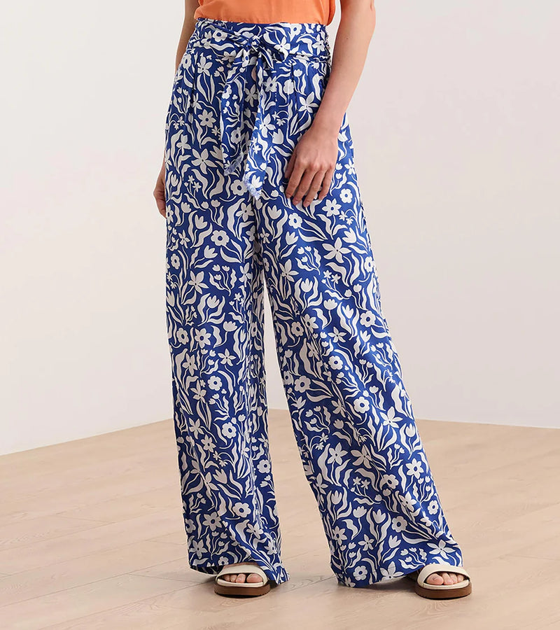 Hatley Belted Wide Leg Pants - Wavy Flowers