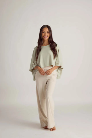 Faceplant Dreams Soft Shrug Shirt - Sage