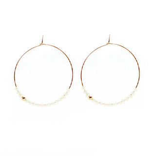 Salty Cali - Sprinkle Hoops ~ Salty Beads - White/Gold - Gold Plated