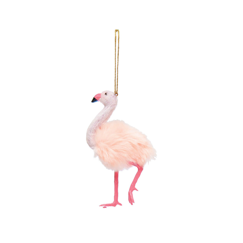 Faux Fur Flamingo Ornament, Pink