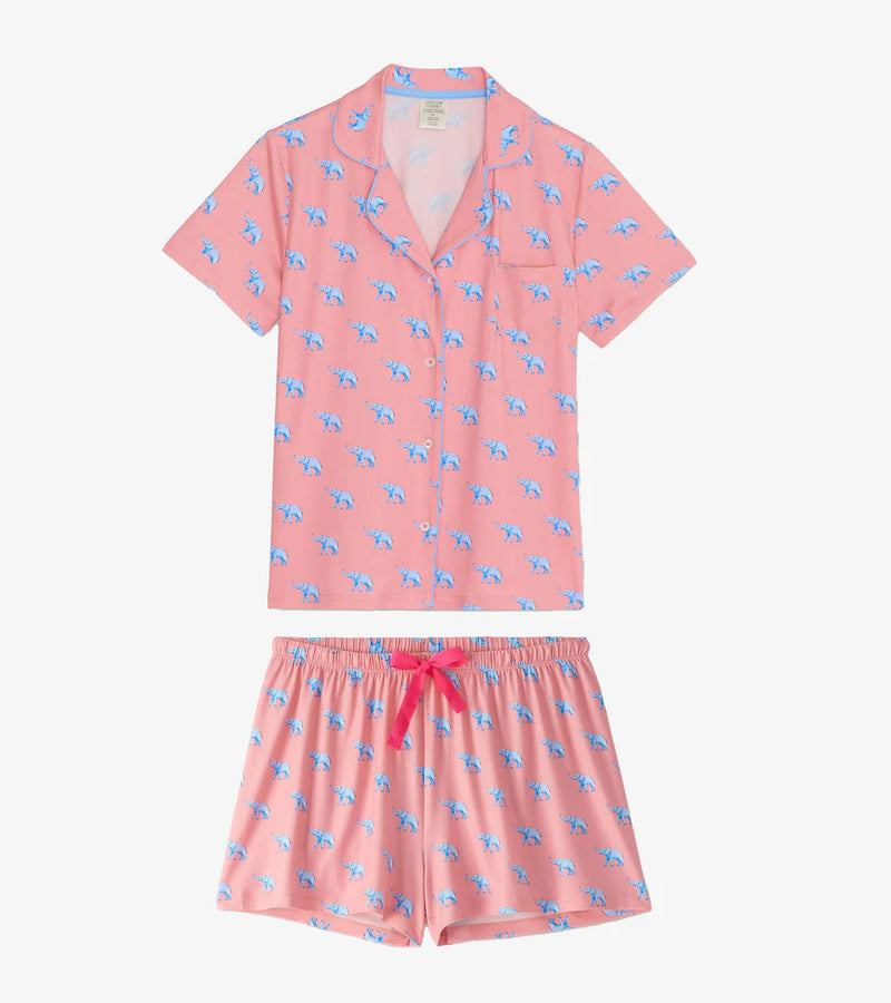 Capelton Road Elephantastic Button Down Short PJ Set in a Bag
