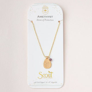 Stone Intention Charm Necklace - Amethyst/Gold