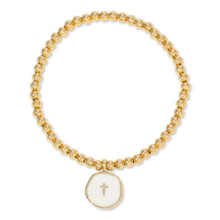 Splendid Iris Classic Enamel Cross Beaded Stretch Bracelet