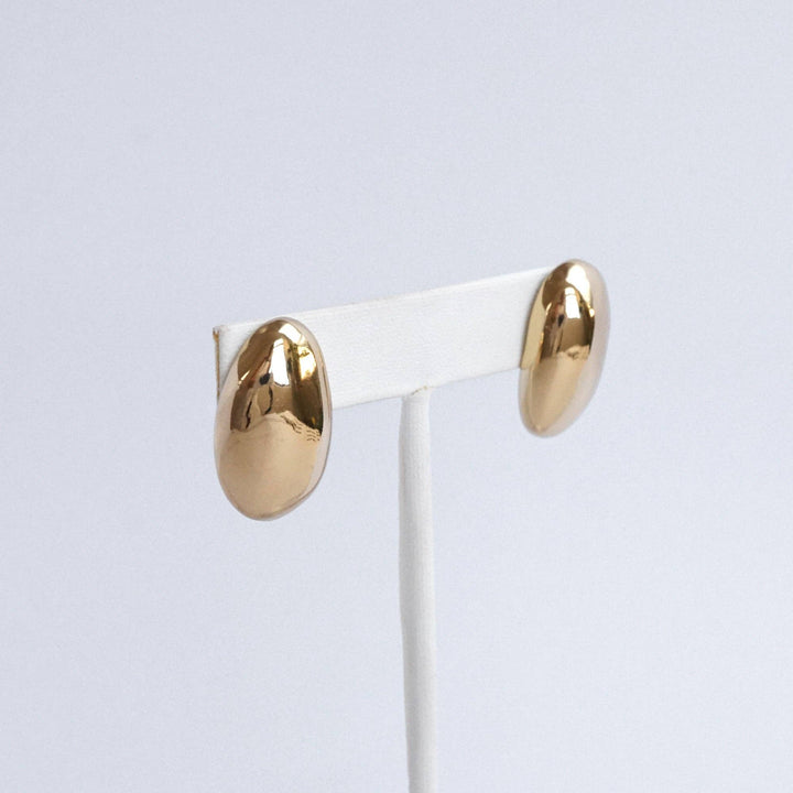 Organic Raw Oval Earrings - Gold &amp; Silver Tone