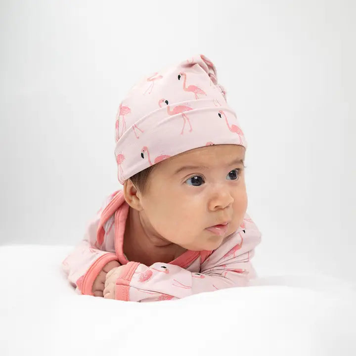 Emerson &amp; Friends Fancy Flamingos Bamboo Gown and Hat Newborn Baby Gift Set