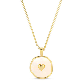 Splendid Iris Shell With Heart Pendant Necklace
