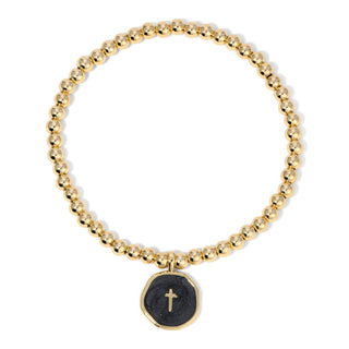 Splendid Iris Classic Enamel Cross Beaded Stretch Bracelet