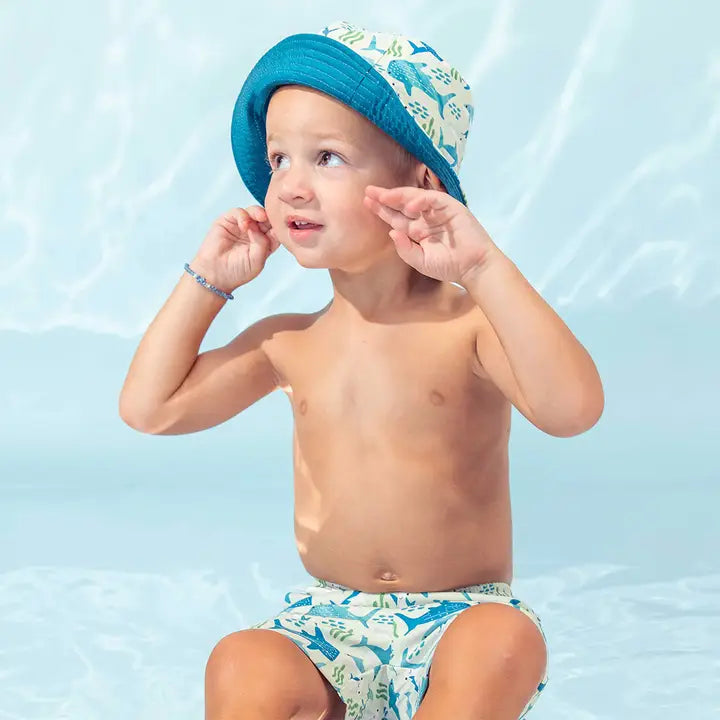 Shark Friends Ocean Blue Reversible Kids Bucket Hat - Baby