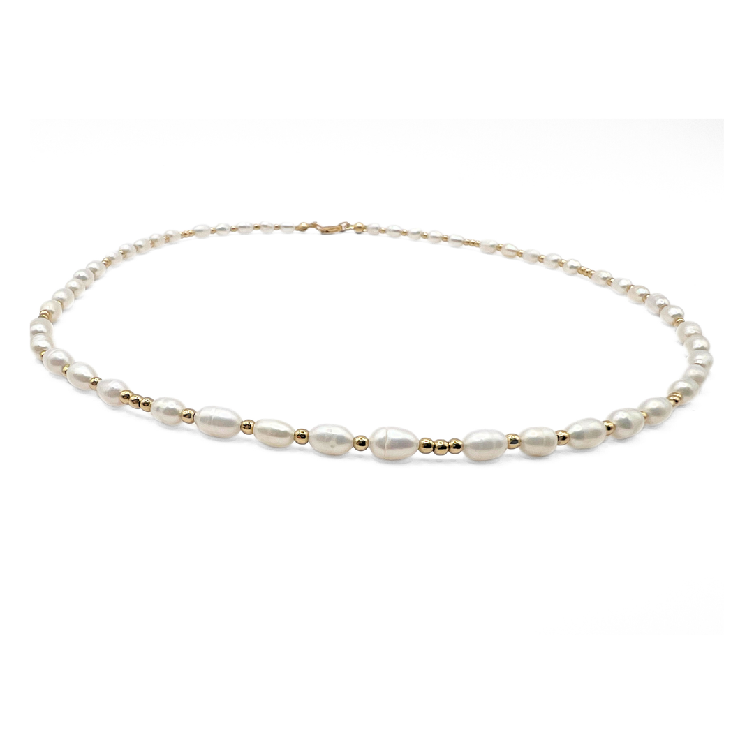 Erin Gray 2mm Dainty Pearl 14k Gold Filled Waterproof Necklace