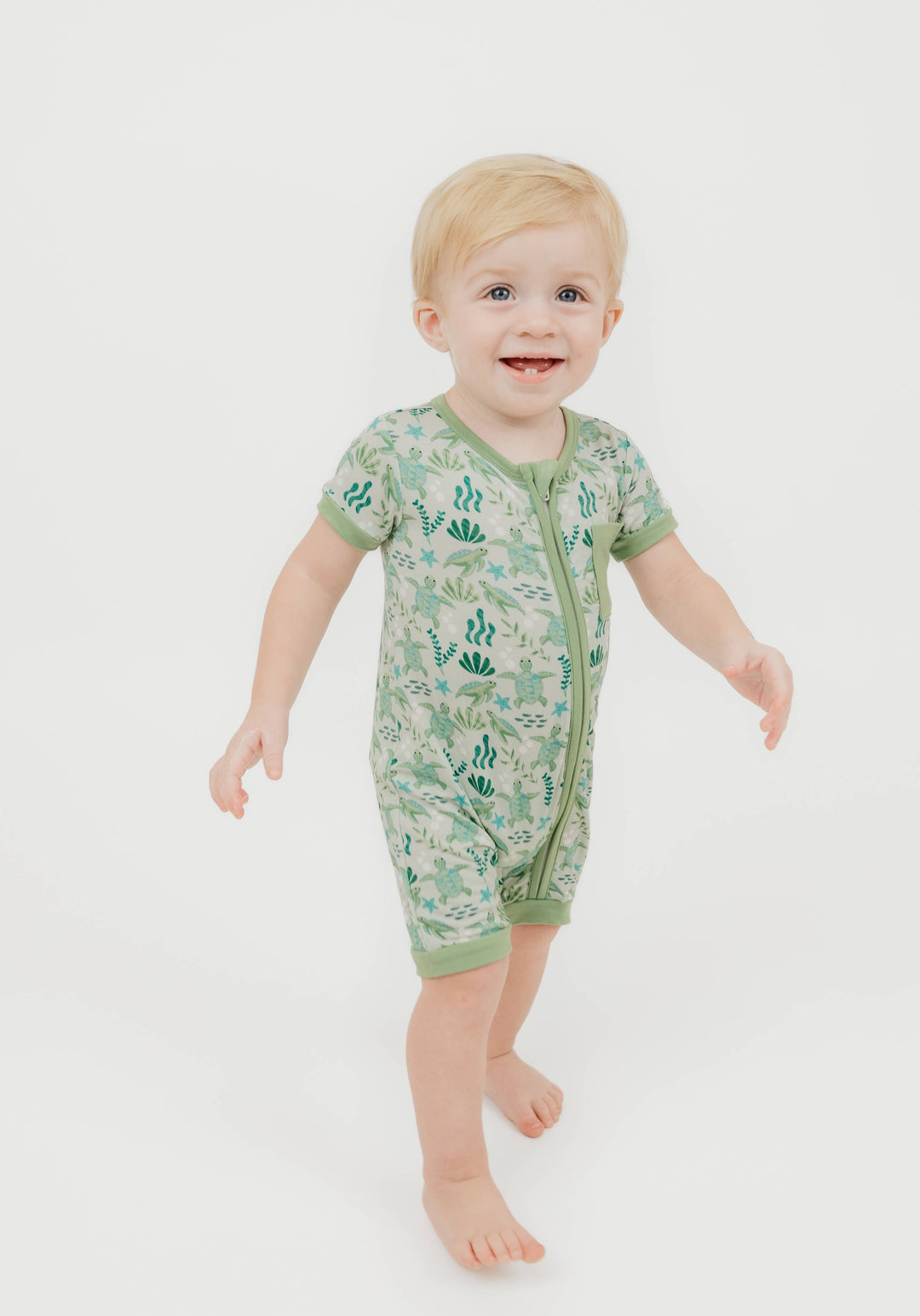 Save the Sea Turtles Bamboo Baby Shortie Romper