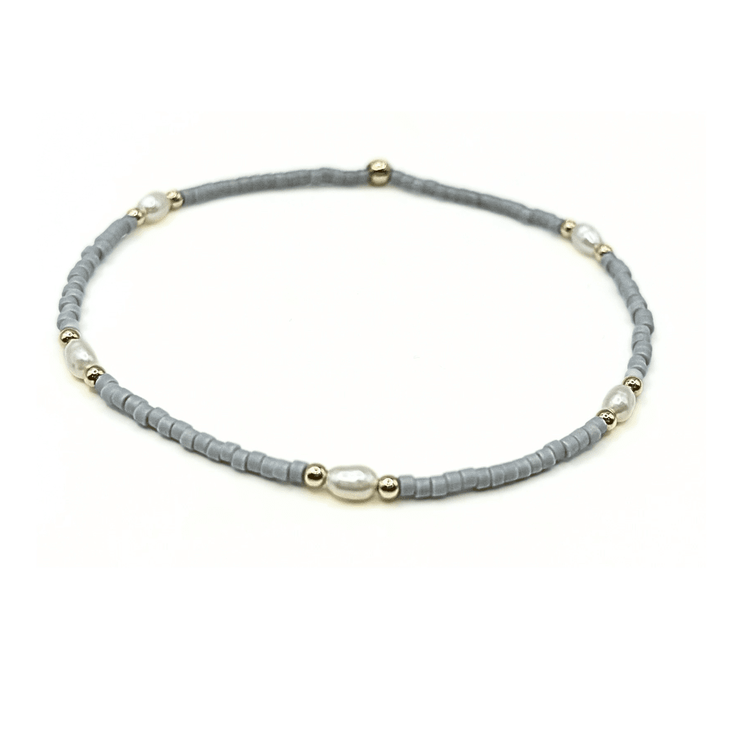 Game Day Gold-Filled &amp; Natural Rice Pearls Waterproof Bracelets